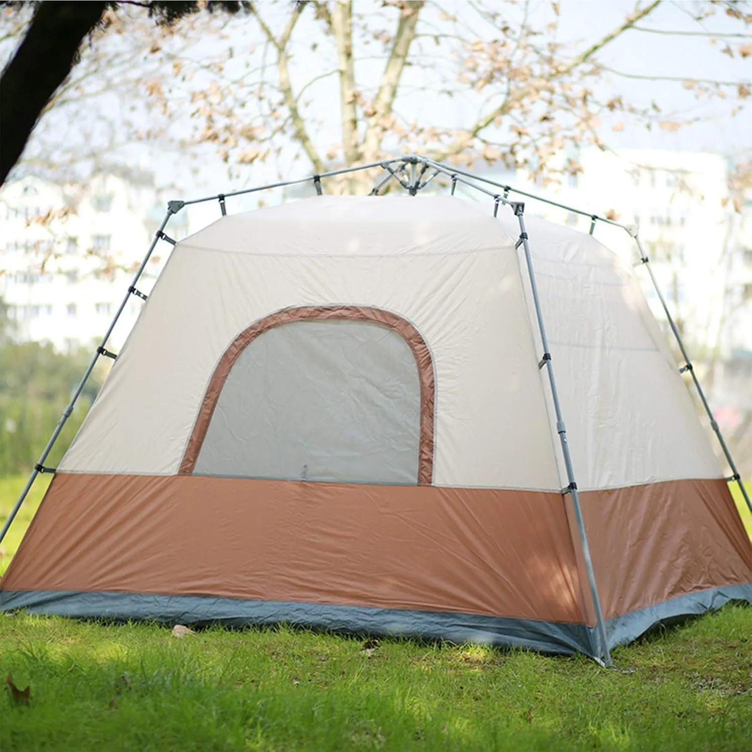 Beach Tent for 5-8 Person, Changing Room Privacy Tent, Double Layers, for Family, Festival, Hiking, Backpacking, Easy to Set up and Package (Brown) (Blue)