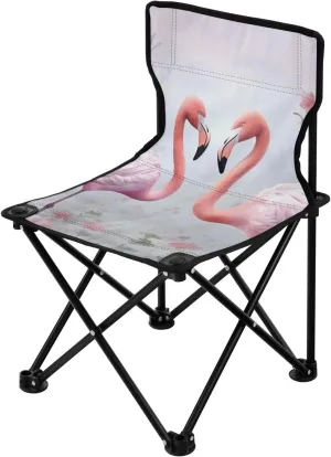 Beautiful Flamingo Portable Outdoor Folding Chair Anti-Slip Padded Oxford Cloth Stool Camping Chair Small for Beach Hiking Fishing Gardening Quad Camp Chair