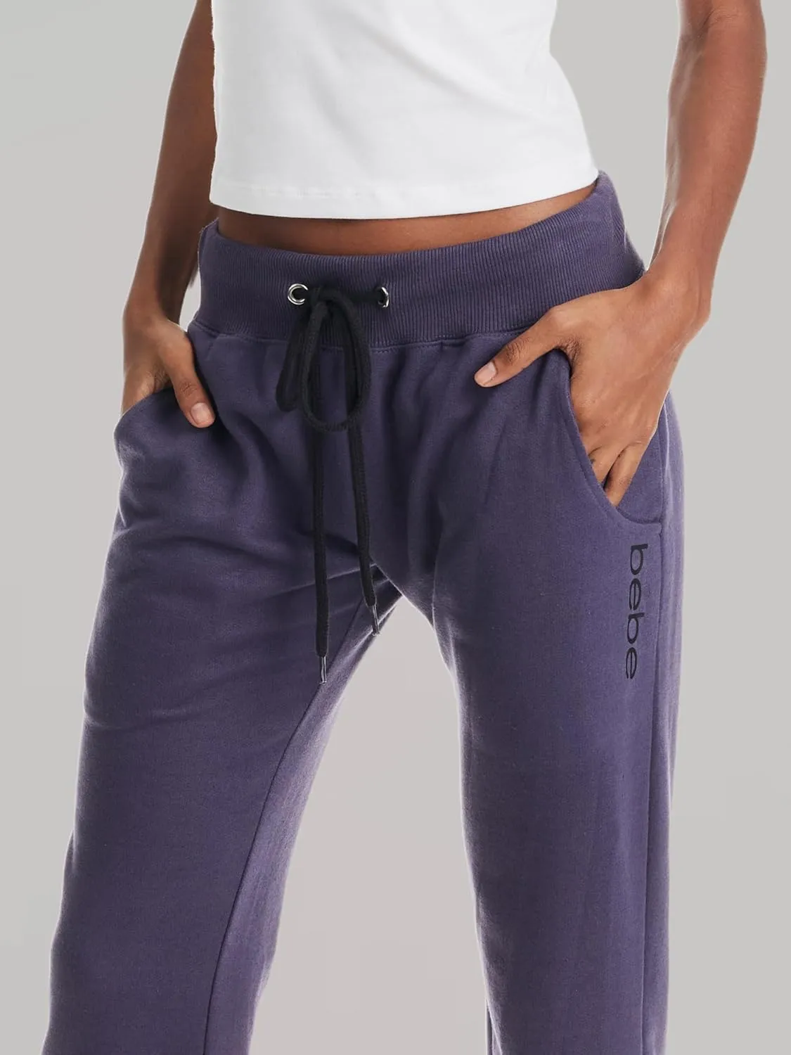 bebe Womens Sweatpants with Pockets, French Terry Joggers for Women, Comfy and Cute Sweatpants, Lounge Pants