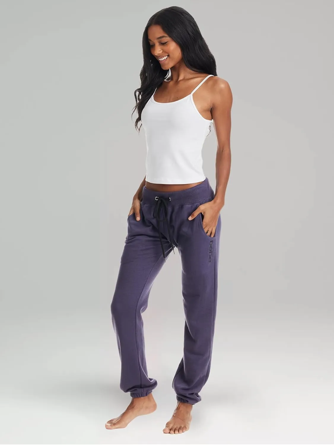 bebe Womens Sweatpants with Pockets, French Terry Joggers for Women, Comfy and Cute Sweatpants, Lounge Pants