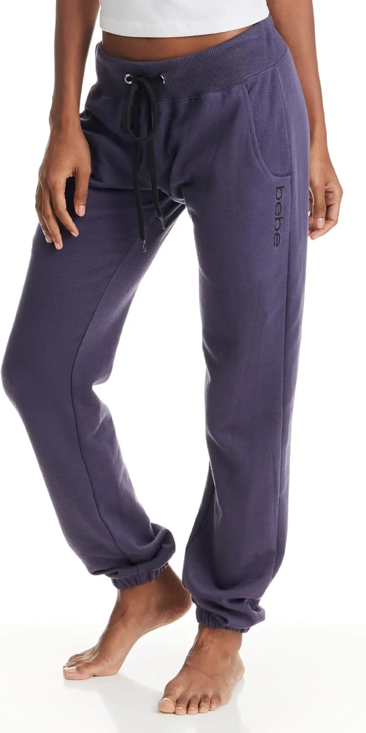 bebe Womens Sweatpants with Pockets, French Terry Joggers for Women, Comfy and Cute Sweatpants, Lounge Pants