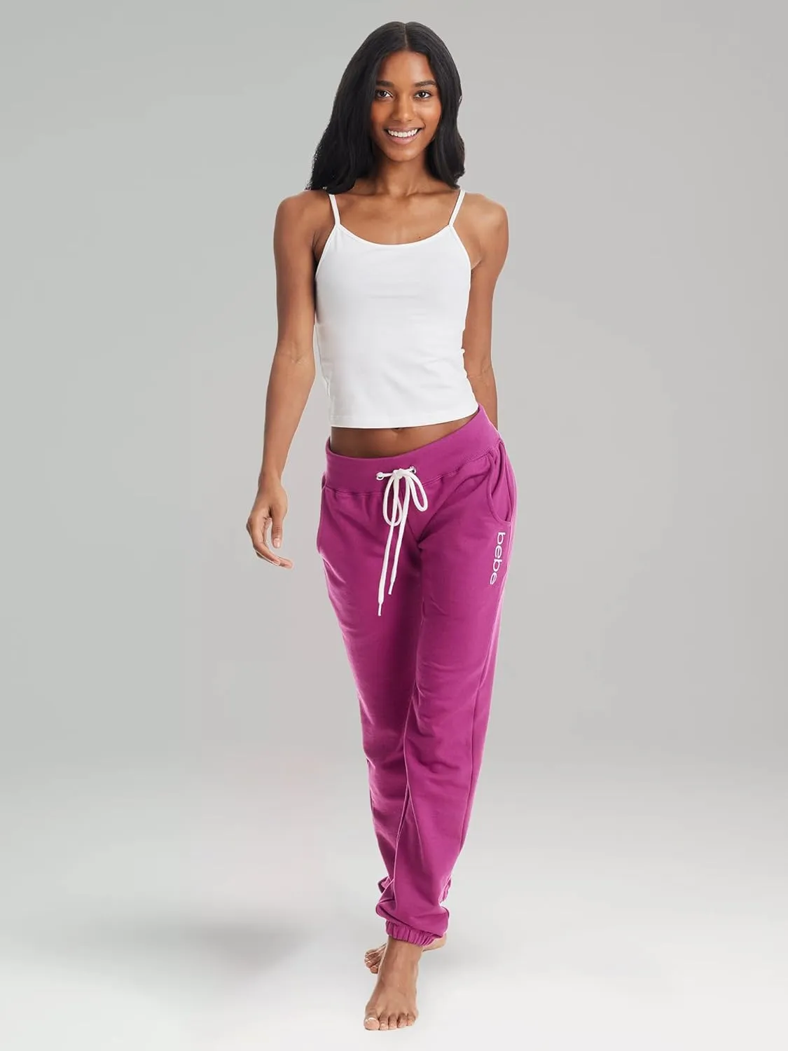 bebe Womens Sweatpants with Pockets, French Terry Joggers for Women, Comfy and Cute Sweatpants, Lounge Pants