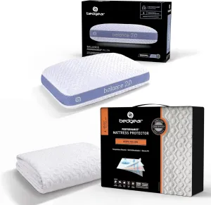 Bedgear Balance Performance Pillow 2.0 & Queen Dri-Tec Waterproof Mattress Protector Bundle – Moisture-Wicking, Breathable, Medium-Firm Pillow with Washable Cover and Noiseless Waterproof Mattress Pro