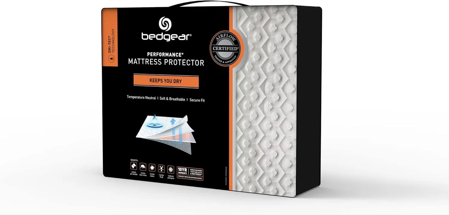Bedgear King Dri-Tec Waterproof Mattress Protector - Noiseless and Moisture-Wicking Cover for Bed - Hypoallergenic, Washable, and Breathable Pad