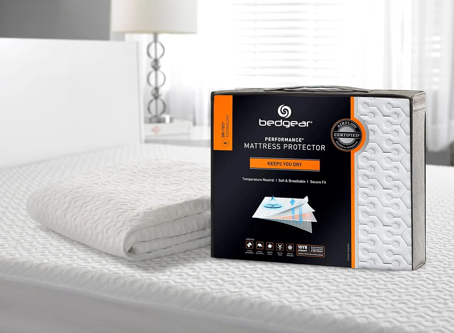 Bedgear King Dri-Tec Waterproof Mattress Protector - Noiseless and Moisture-Wicking Cover for Bed - Hypoallergenic, Washable, and Breathable Pad