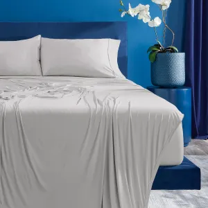 Bedgear Ver-Tex Sheet Set - Instant Cooling Bed Sheets with an Ultra-Soft Feel and Powerband for a Secure Fit - Includes Fitted Sheet, Flat Sheet, and 2 Pillowcase - King/California King, Light Grey