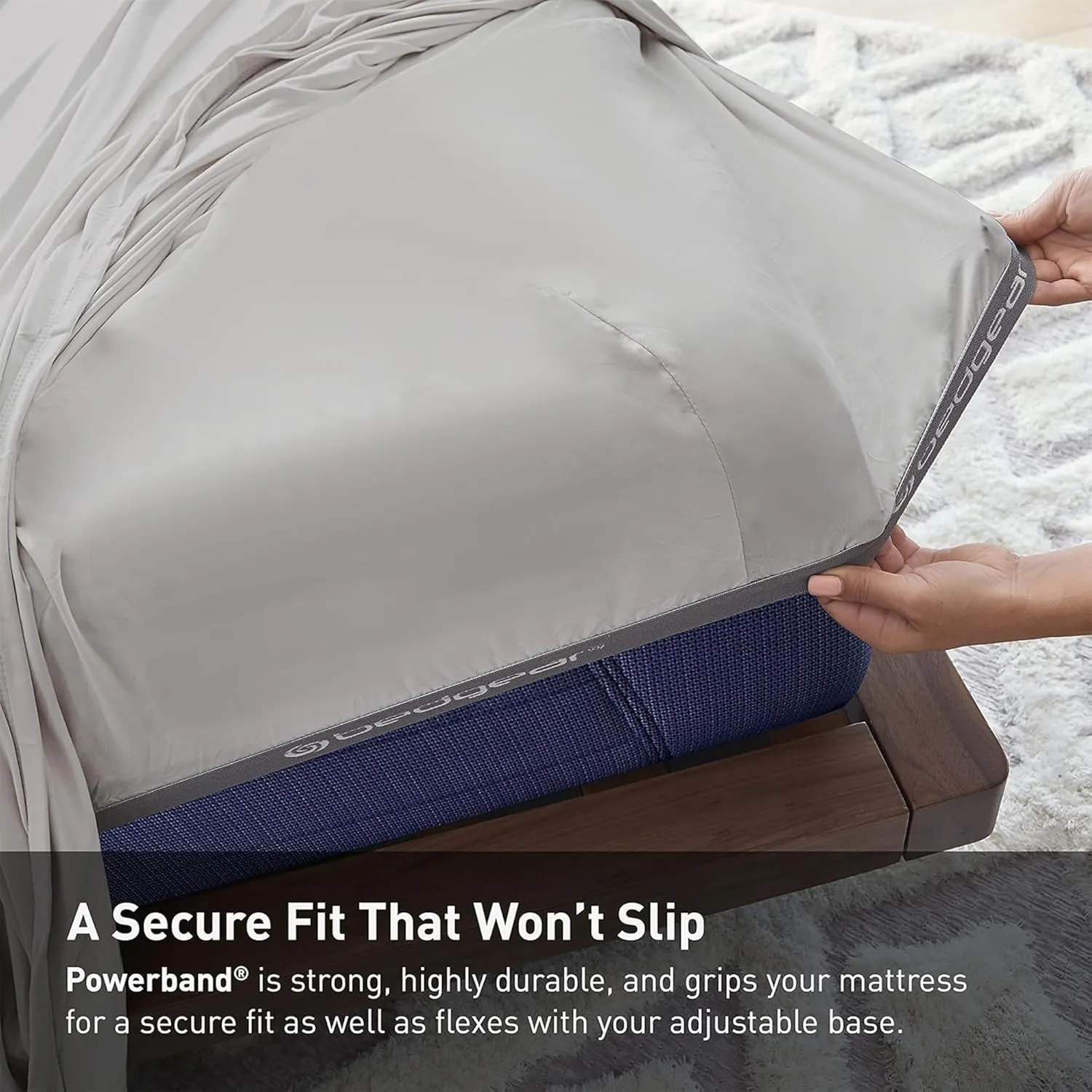 Bedgear Ver-Tex Sheet Set - Instant Cooling Bed Sheets with an Ultra-Soft Feel and Powerband for a Secure Fit - Includes Fitted Sheet, Flat Sheet, and 2 Pillowcase - King/California King, Light Grey