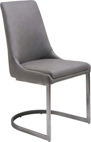 Benjara Benzara Leather Upholstered Chair with U Shaped Base, Silver and Gray