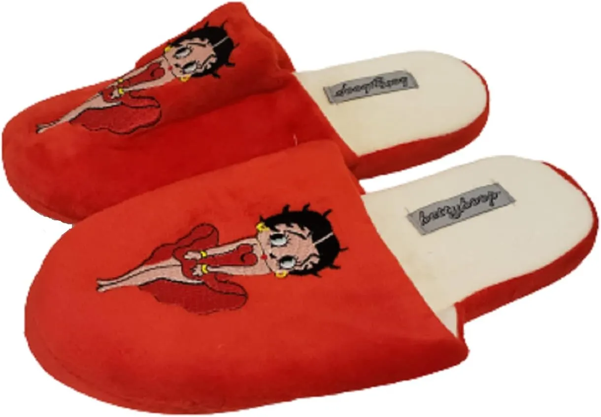 Betty Boop Ultra-Soft Women's Plush Pinup Scuffs Cozy Non-Skid Slippers - Great for Gifts