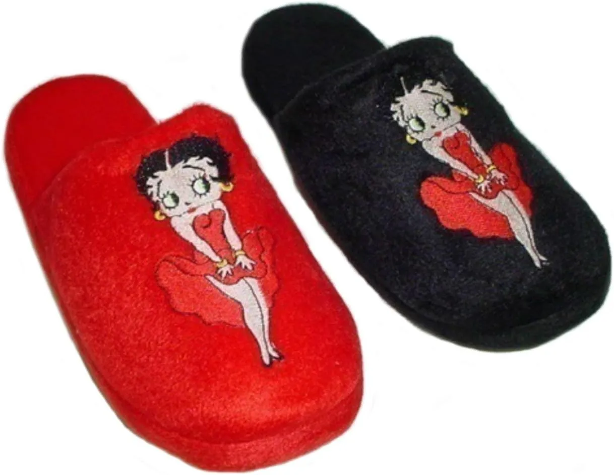 Betty Boop Ultra-Soft Women's Plush Pinup Scuffs Cozy Non-Skid Slippers - Great for Gifts