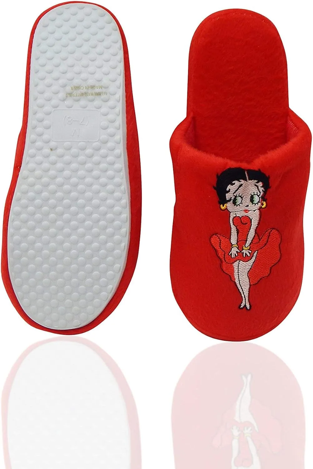 Betty Boop Ultra-Soft Women's Plush Pinup Scuffs Cozy Non-Skid Slippers - Great for Gifts