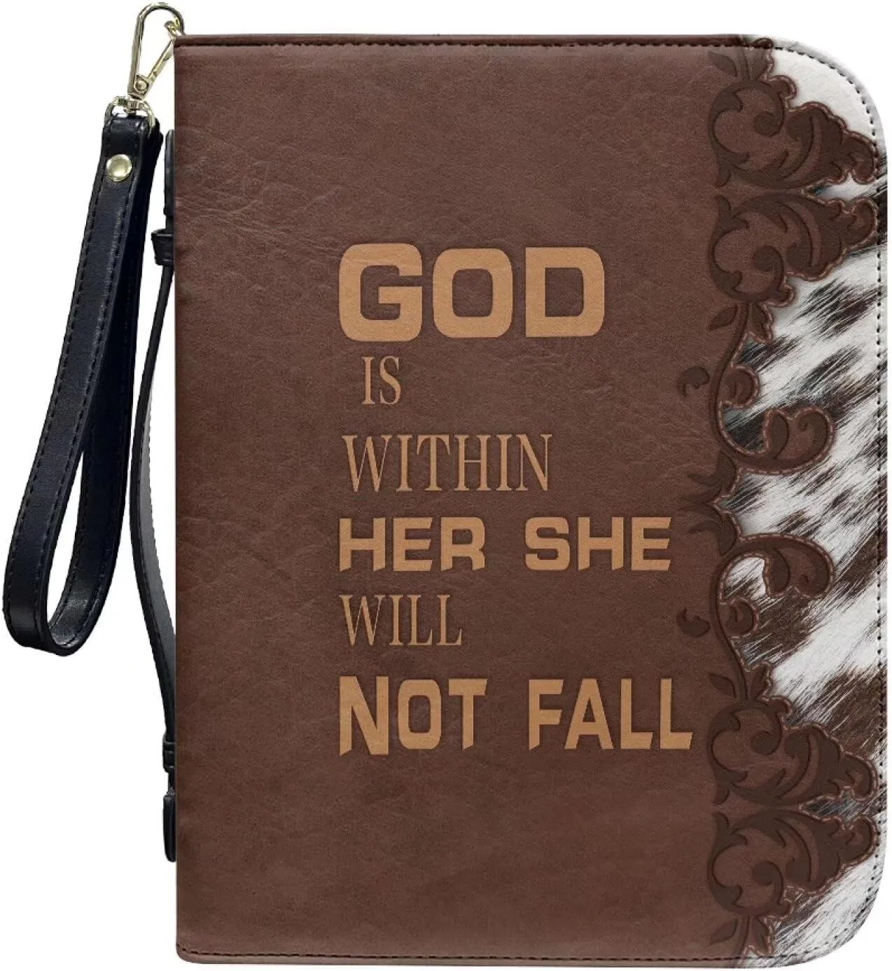 Bible Cover with Black Ribbon Study Bible Tote Bag Zip Carrying Case Handle and Pocket Bible Bag for Men & Women