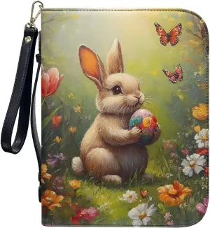 Bible Cover with Black Ribbon Study Bible Tote Bag Zip Carrying Case Handle and Pocket Bible Bag for Men & Women