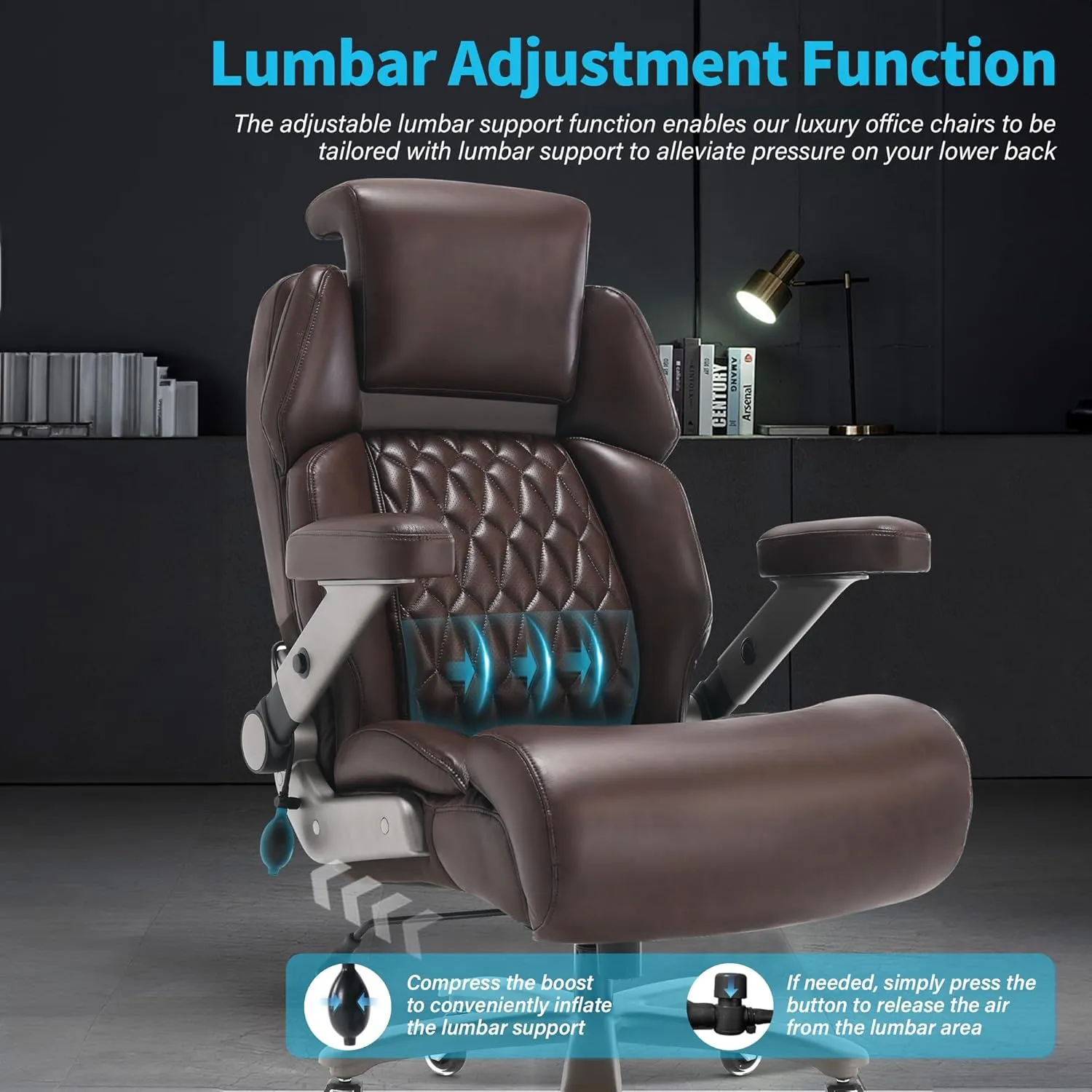 Big and Tall Office Chair 500lbs - Adjustable Headrest&Lumbar Support, 3D Flip Arms, Large Wheels &Heavy Duty Metal Base, Ergonomic High Back Computer Chair Desk Chair, Thick Padded Extra Wide Seat
