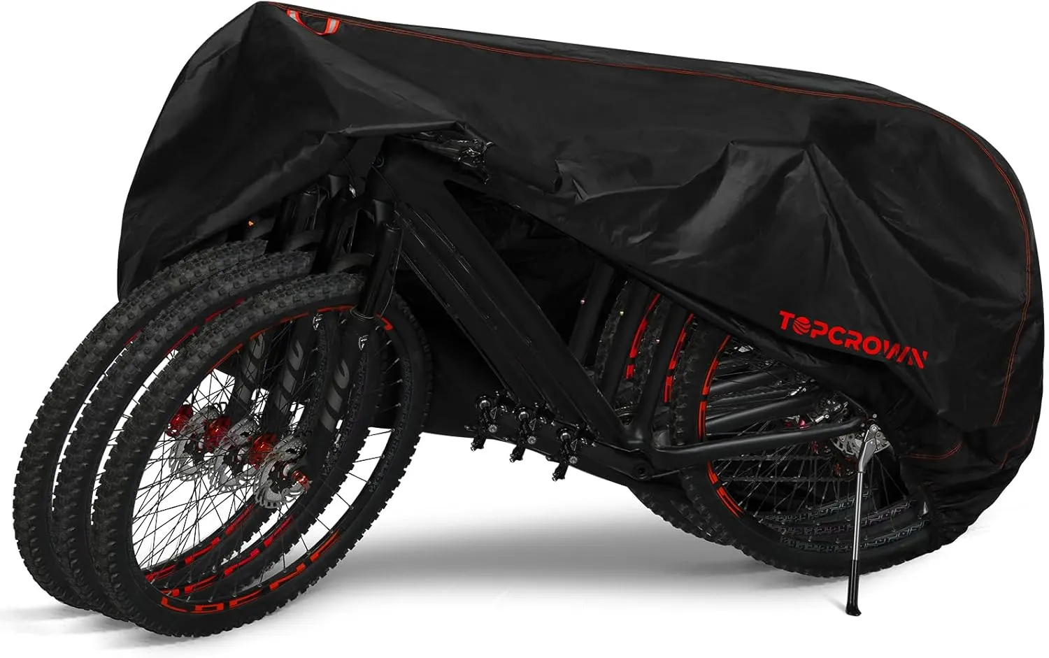 Bike Cover Waterproof Outdoor Storage for 3 Bikes, Bicycle Cover Rain Sun UV Dust Wind Proof with Storage Bag for Mountain Road Bike/Ebike (420D Black Red, XXXL Size for 3 bikes)