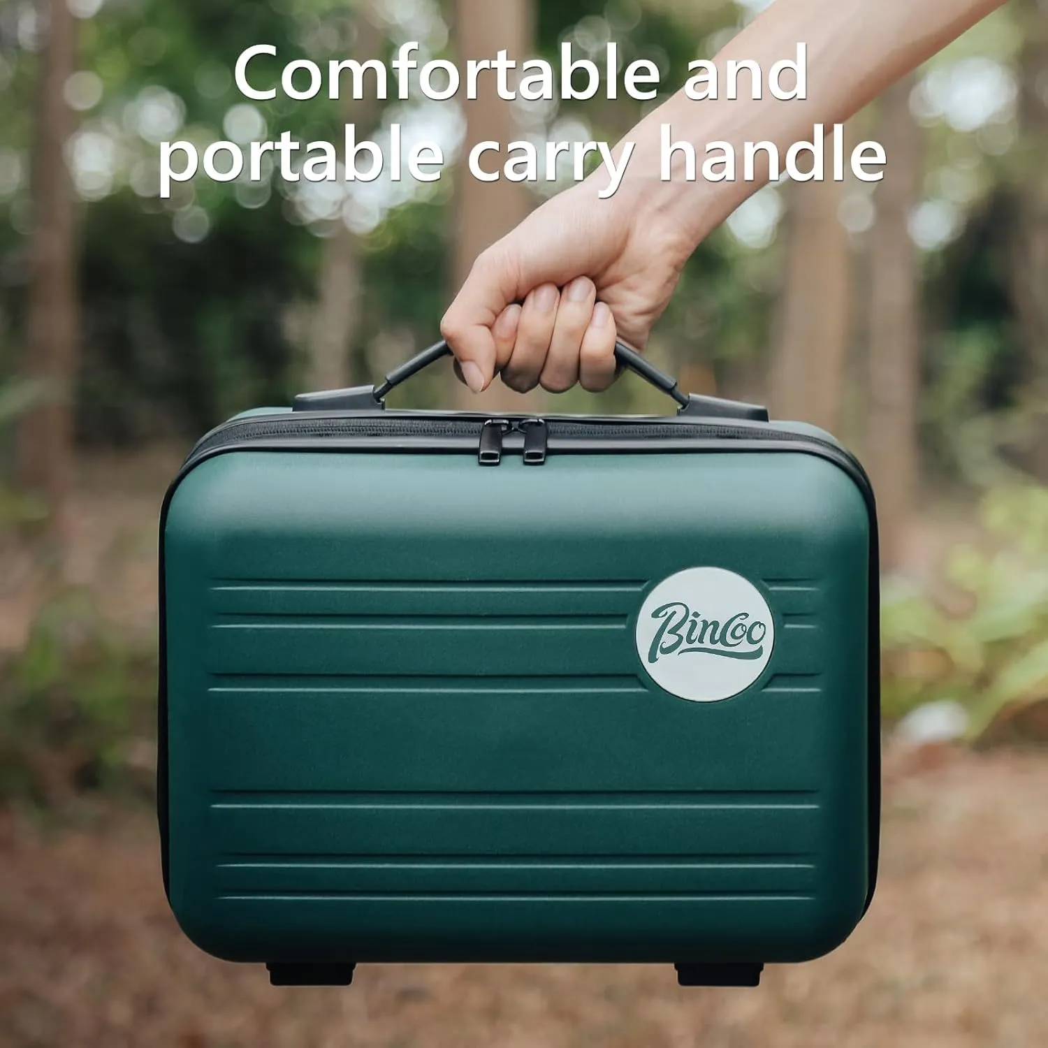 Bincoo Coffee Maker Travel Case 10" for Barista Waterproof Coffee Maker Storage Box with Comfortable Hand Hold Belt, Suitable for Travelling, Office, Camping (Dark green)