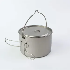 BIVOUAC Titanium 2000ml Hanging Pot, Camping Cookware, Cooking Kit, Backpacking, 168mm Diameter x 105mm Height, Titanium Material, Titanium Original Color
