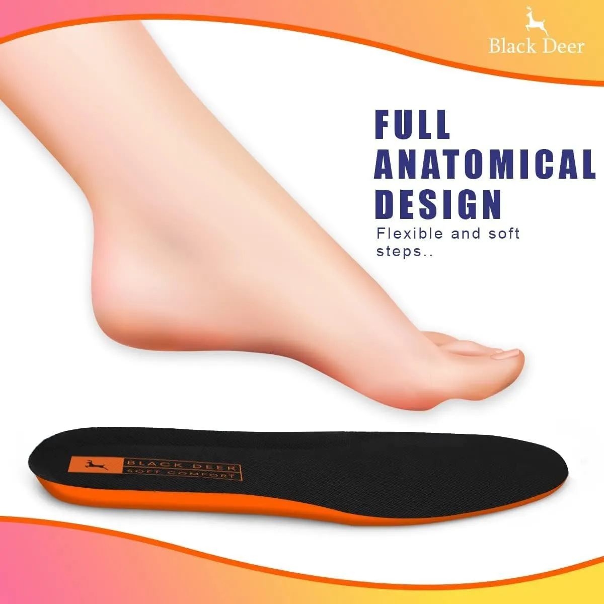 BLACK DEER X30 Orthopedic Comfort Sports Insoles Cushioning and Breathable for Men and Women Insoles for Everyday Use and Work Women 10 | Men 8