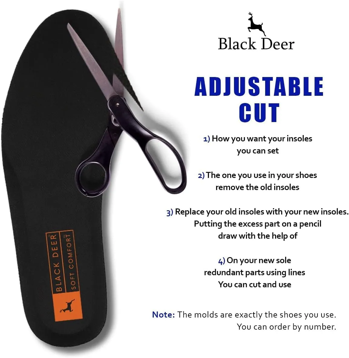 BLACK DEER X30 Orthopedic Comfort Sports Insoles Cushioning and Breathable for Men and Women Insoles for Everyday Use and Work Women 10 | Men 8