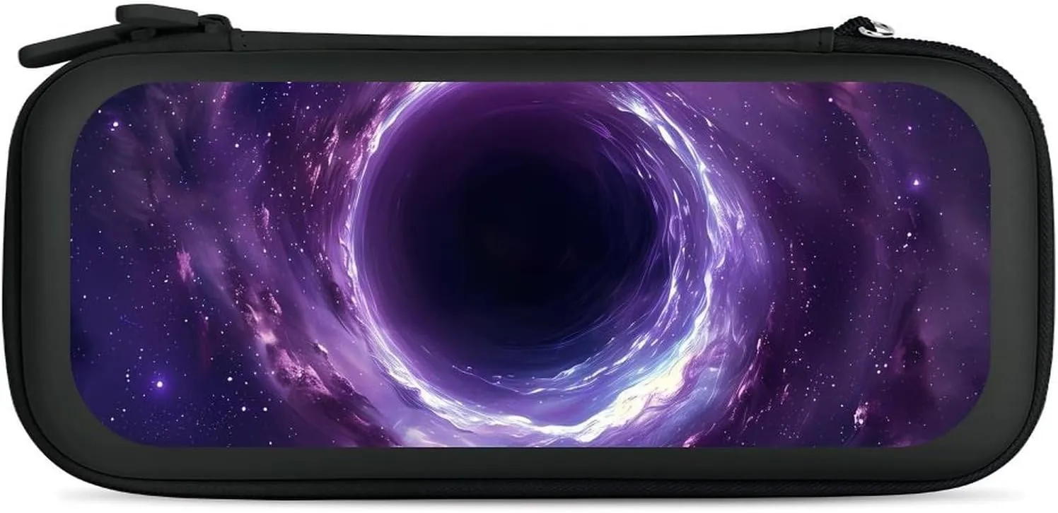Black Hole in Spaces Stars and Galaxies Hard Shell Travel Case with Rope 15 Game Card Pockets Compatible with Switch Protective