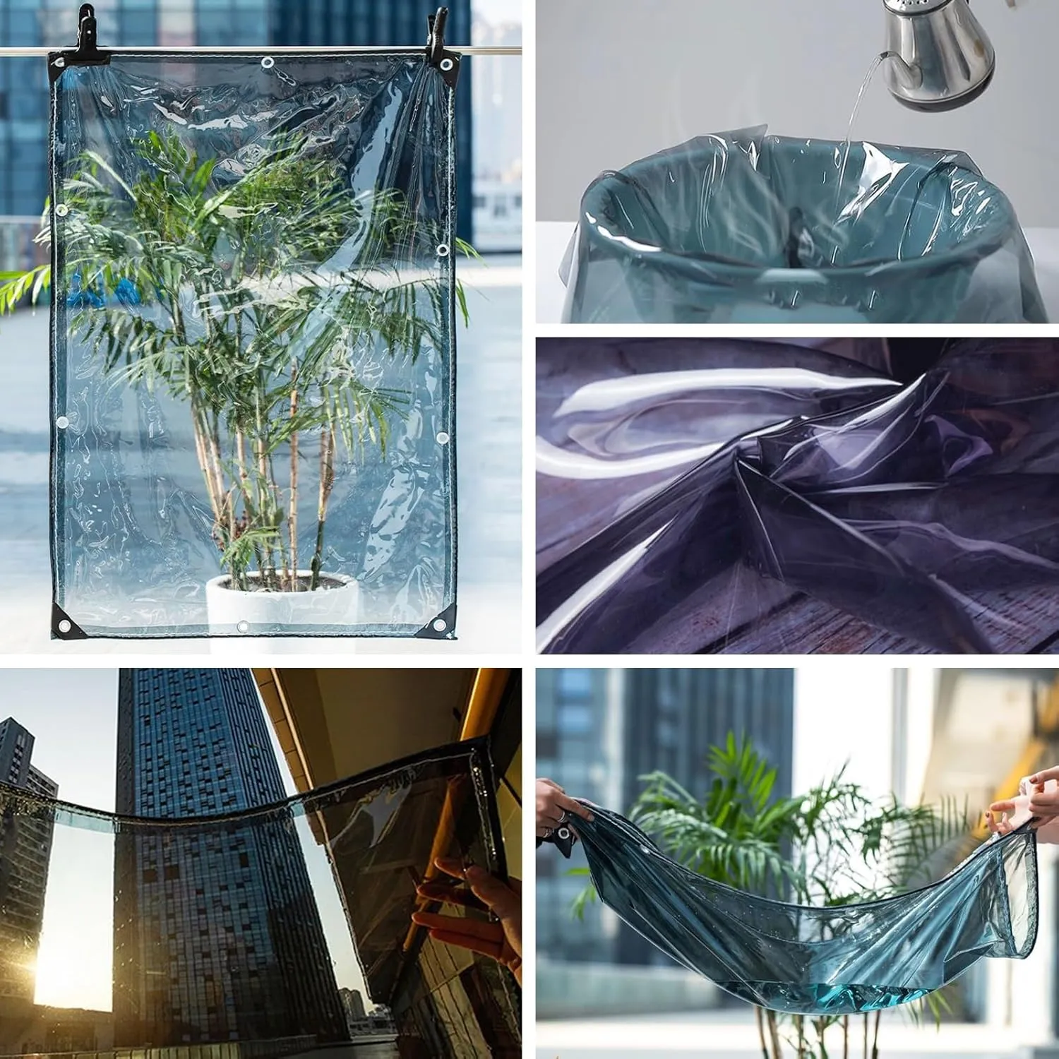 Black Tarp Sheet 2x3m 2x4m 3x3m | 400g/m² Heavy Duty Tarpaulin, Rip and Tear Proof PVC Covers for Balcony Rain Protection, Groundsheet(1.2x1.2m)