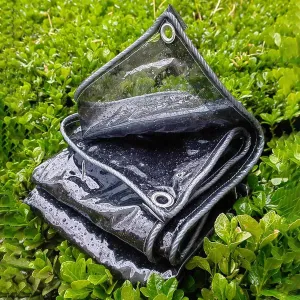 Black Tarp Sheet 2x3m 2x4m 3x3m | 400g/m² Heavy Duty Tarpaulin, Rip and Tear Proof PVC Covers for Balcony Rain Protection, Groundsheet(1.2x1.2m)