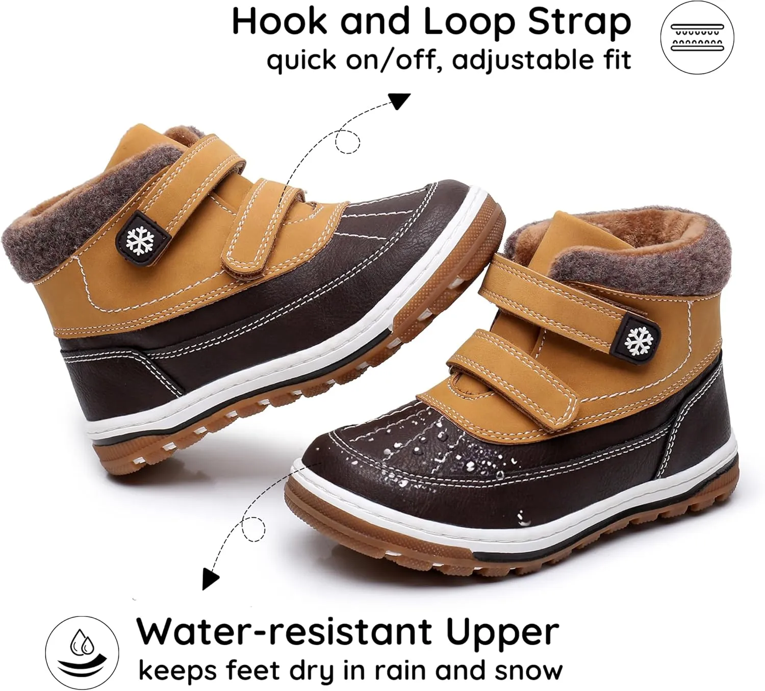 Blikcon Boys Boots Toddler Boys Girls Fall/Winter Boots Outdoor with Hook and Loop (Toddler/Little Kid)