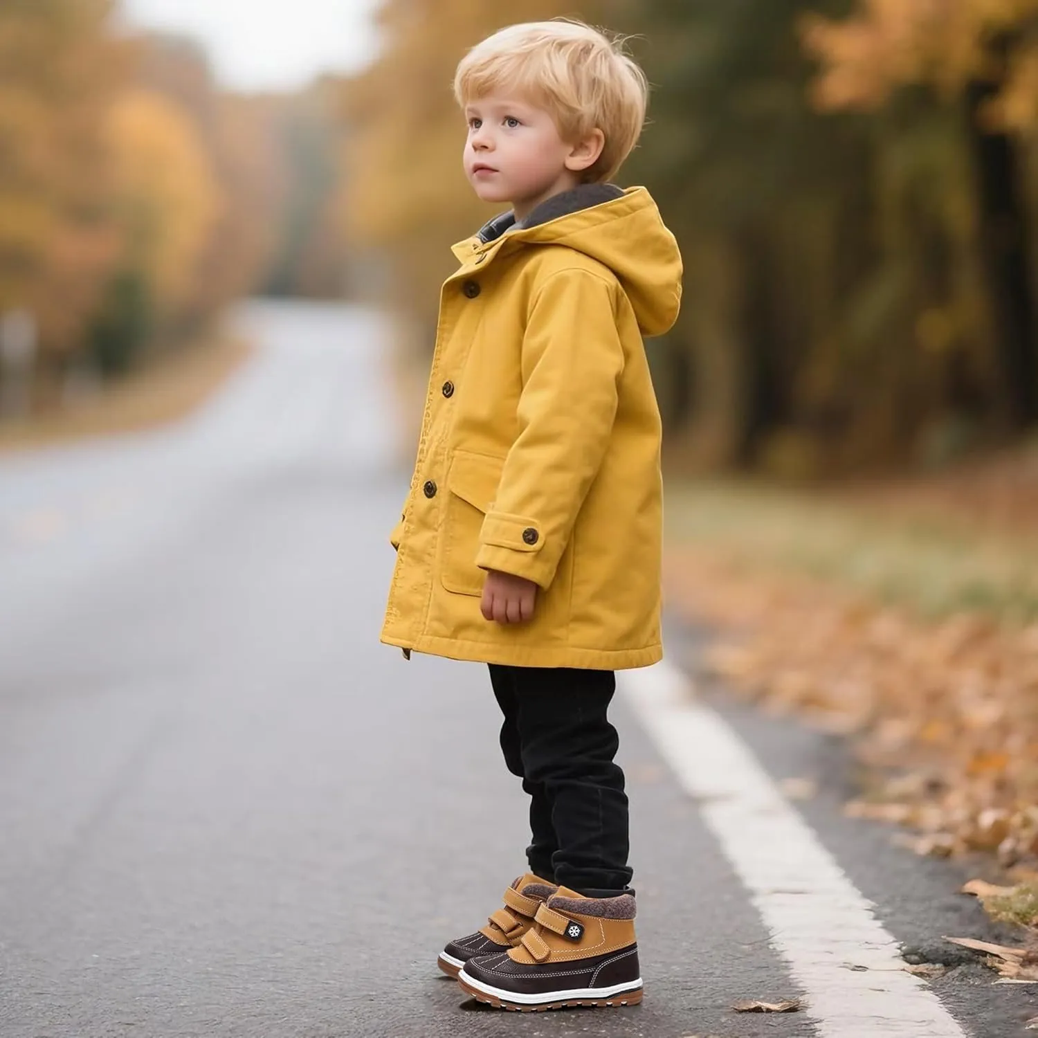 Blikcon Boys Boots Toddler Boys Girls Fall/Winter Boots Outdoor with Hook and Loop (Toddler/Little Kid)