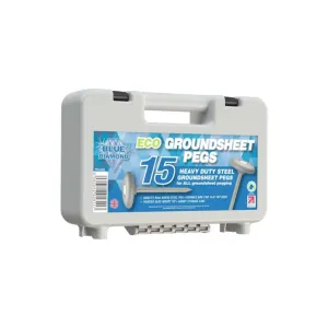 Blue Diamond Heavy Duty ECO Groundsheet Pegs - 15 Pack (Boxed)