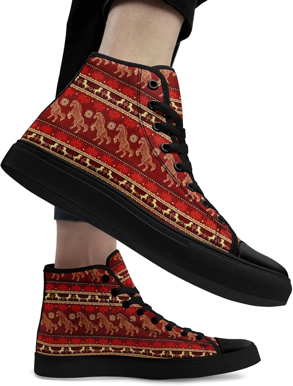 Boho High Top Canvas Shoes for Women Men Lightweight Comfortable Artistic Yoga Style Gift Lace-Up Casual Wear Sneakers