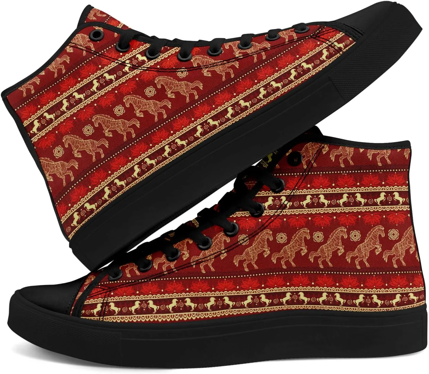 Boho High Top Canvas Shoes for Women Men Lightweight Comfortable Artistic Yoga Style Gift Lace-Up Casual Wear Sneakers
