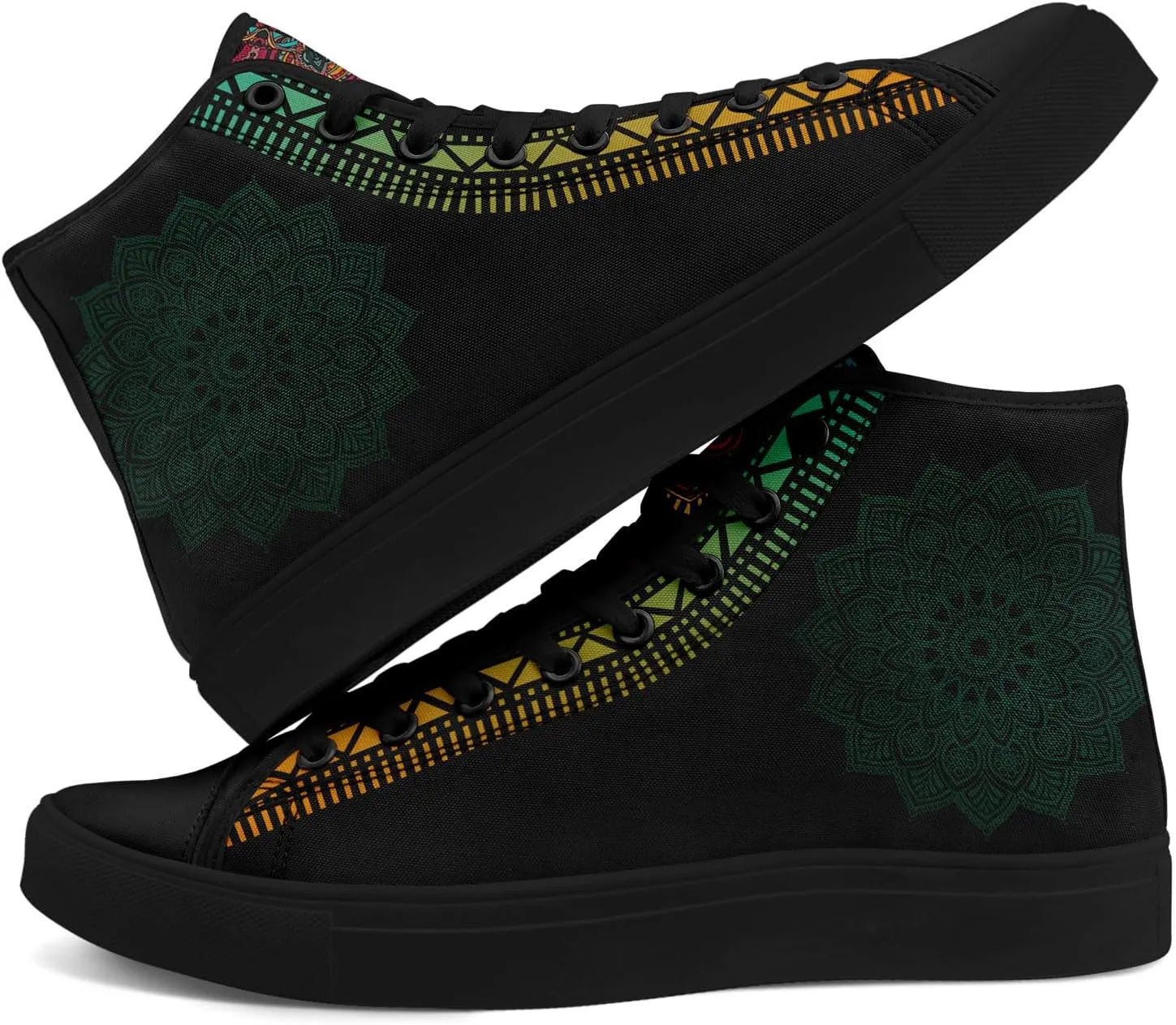 Boho High Top Canvas Shoes for Women Men Lightweight Comfortable Artistic Yoga Style Gift Lace-Up Casual Wear Sneakers