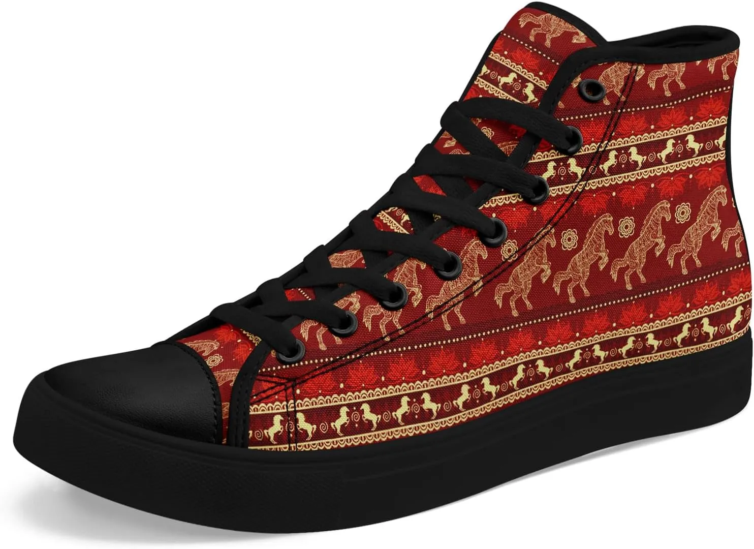 Boho High Top Canvas Shoes for Women Men Lightweight Comfortable Artistic Yoga Style Gift Lace-Up Casual Wear Sneakers