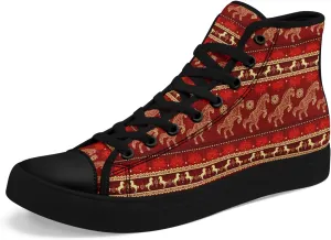 Boho High Top Canvas Shoes for Women Men Lightweight Comfortable Artistic Yoga Style Gift Lace-Up Casual Wear Sneakers