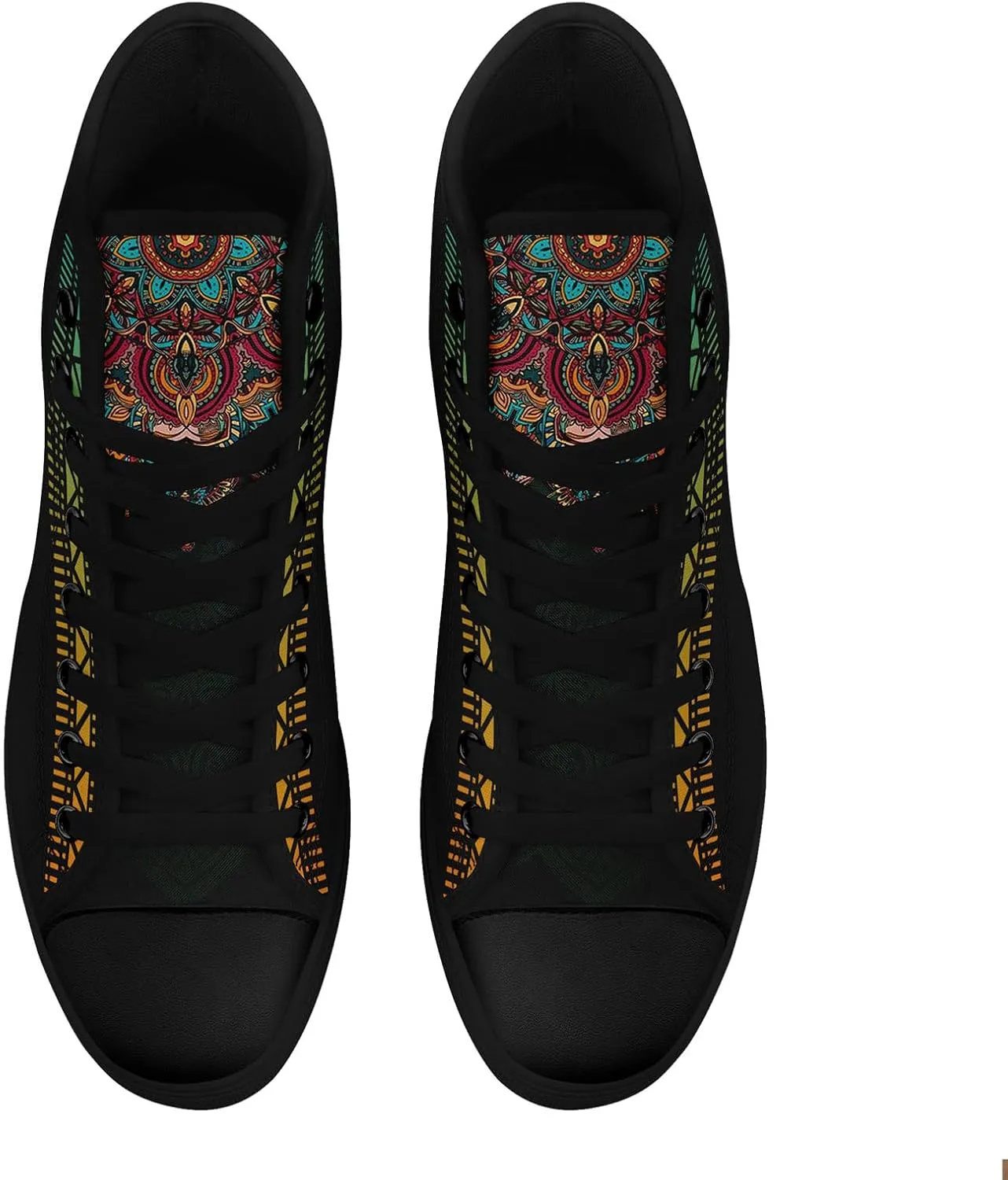 Boho High Top Canvas Shoes for Women Men Lightweight Comfortable Artistic Yoga Style Gift Lace-Up Casual Wear Sneakers