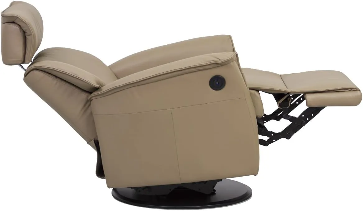 Boss RG 287 Leather Relaxer Recliner Swivel Glider Chair - Manual Recline Trend Pebble Leather -