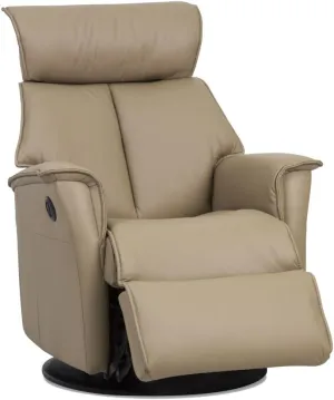 Boss RG 287 Leather Relaxer Recliner Swivel Glider Chair - Manual Recline Trend Pebble Leather -