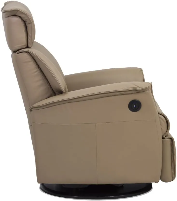 Boss RG 287 Leather Relaxer Recliner Swivel Glider Chair - Manual Recline Trend Pebble Leather -