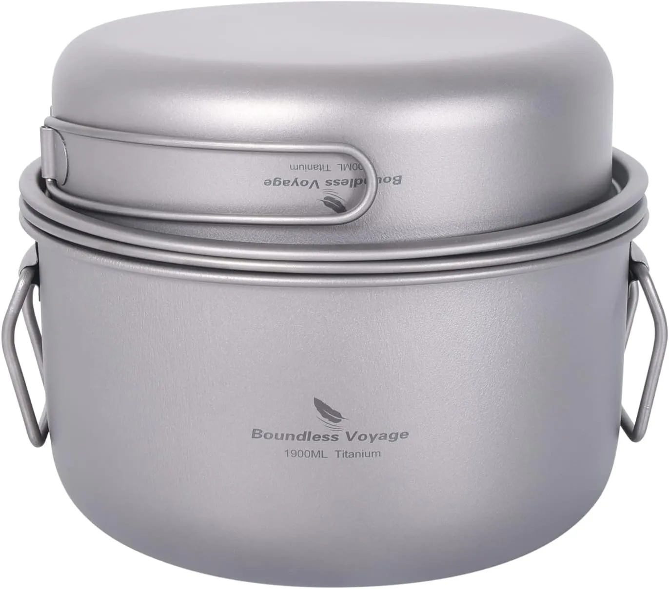 Boundless Voyage Titanium 1900mL Pot and 900mL Fry Pan Set with Steaming Rack and Lid Multifunctional Steamer Stockpot Outdoor Cooking Ultra Light Camping Cookware