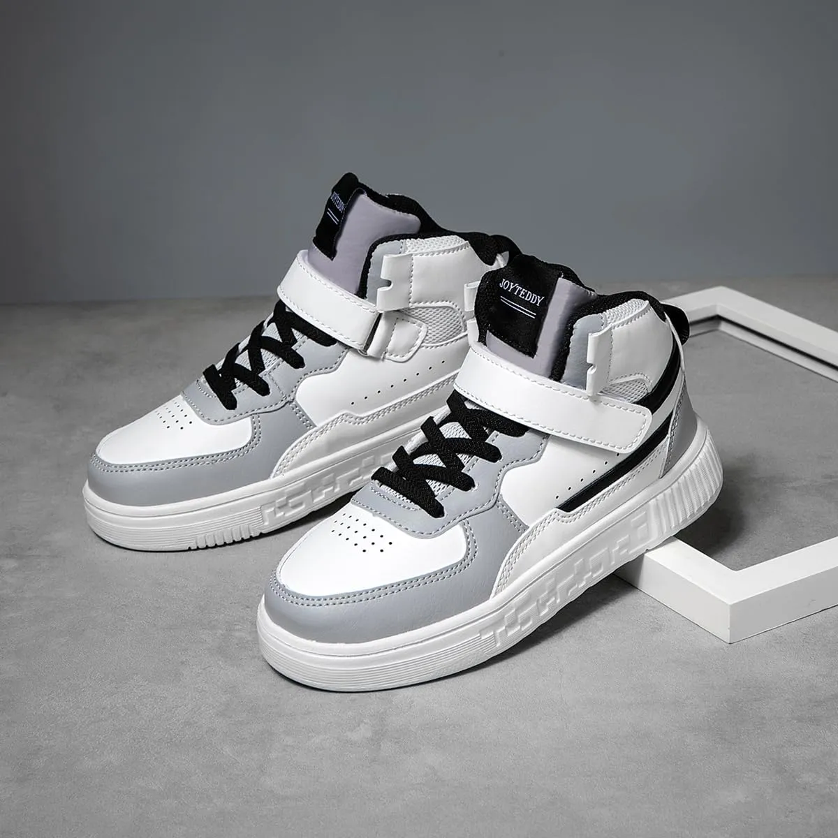 Boy Girl Board Shoes Non-Slip Outdoor Adjustable Strap Closure High Top Sneakers for Little Kids/Big Kids Age 6-12 Years