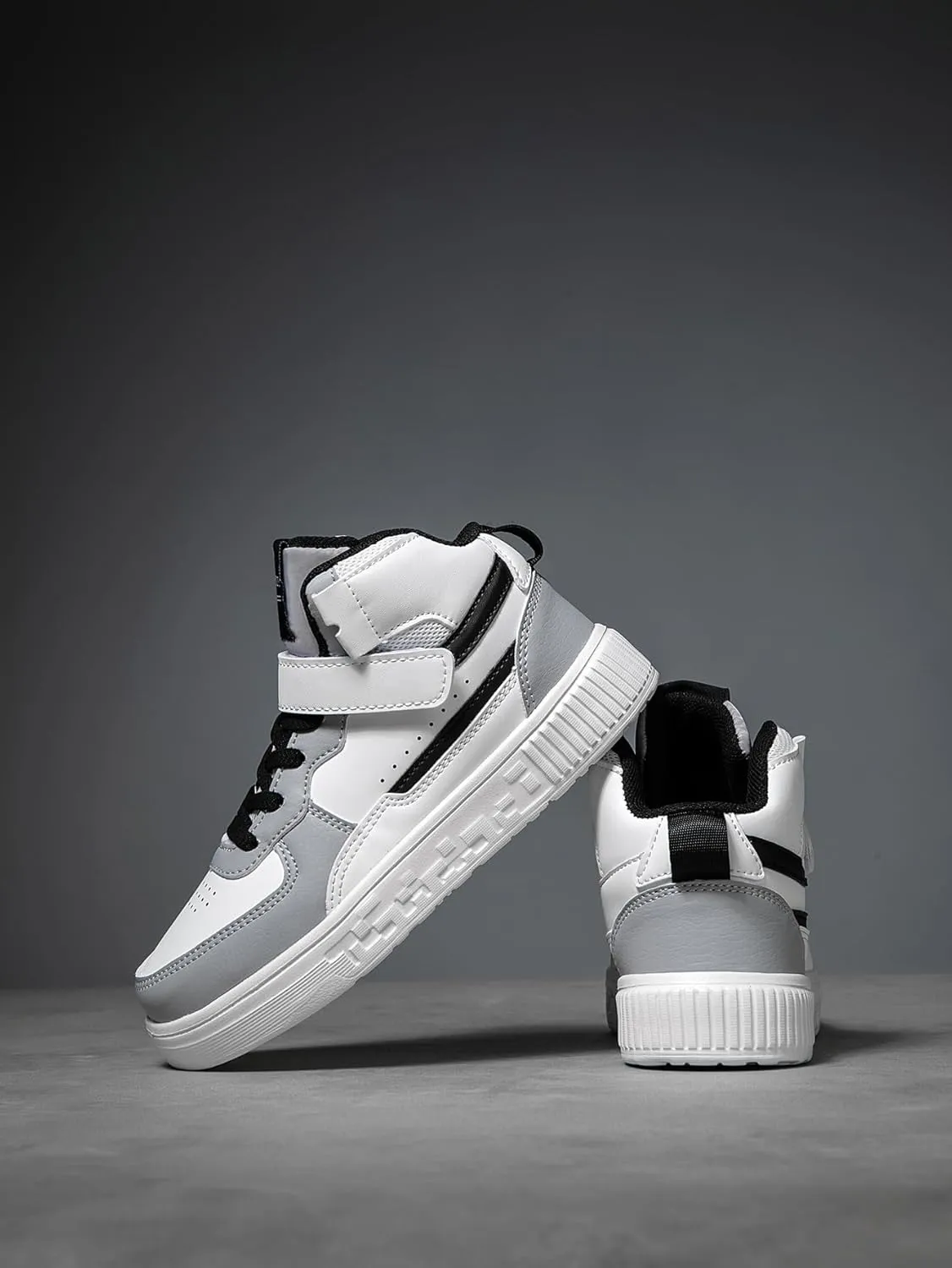 Boy Girl Board Shoes Non-Slip Outdoor Adjustable Strap Closure High Top Sneakers for Little Kids/Big Kids Age 6-12 Years