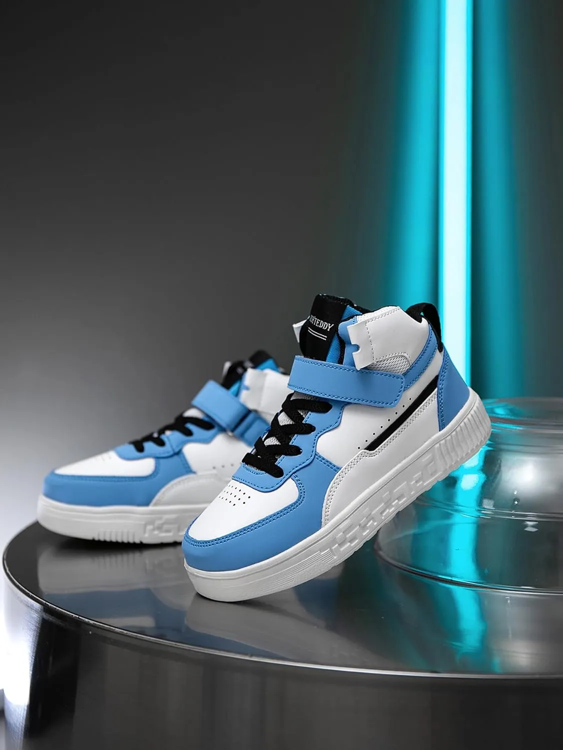 Boy Girl Board Shoes Non-Slip Outdoor Adjustable Strap Closure High Top Sneakers for Little Kids/Big Kids Age 6-12 Years