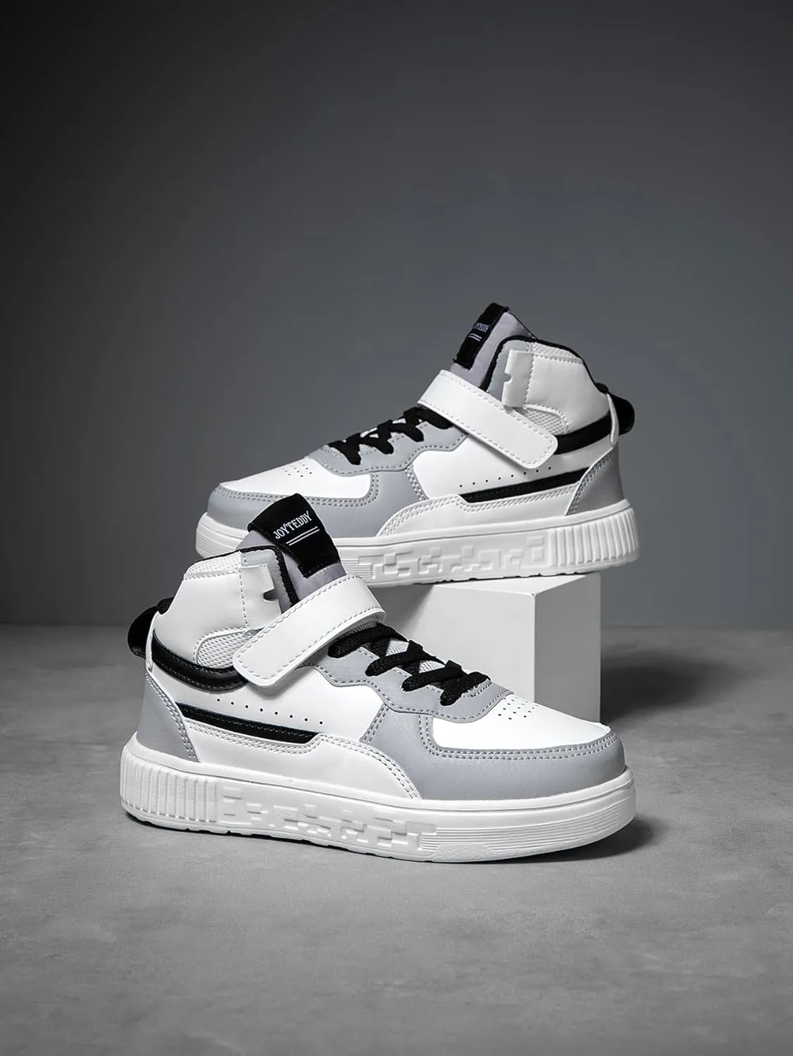 Boy Girl Board Shoes Non-Slip Outdoor Adjustable Strap Closure High Top Sneakers for Little Kids/Big Kids Age 6-12 Years