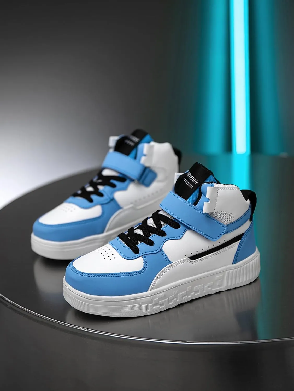 Boy Girl Board Shoes Non-Slip Outdoor Adjustable Strap Closure High Top Sneakers for Little Kids/Big Kids Age 6-12 Years