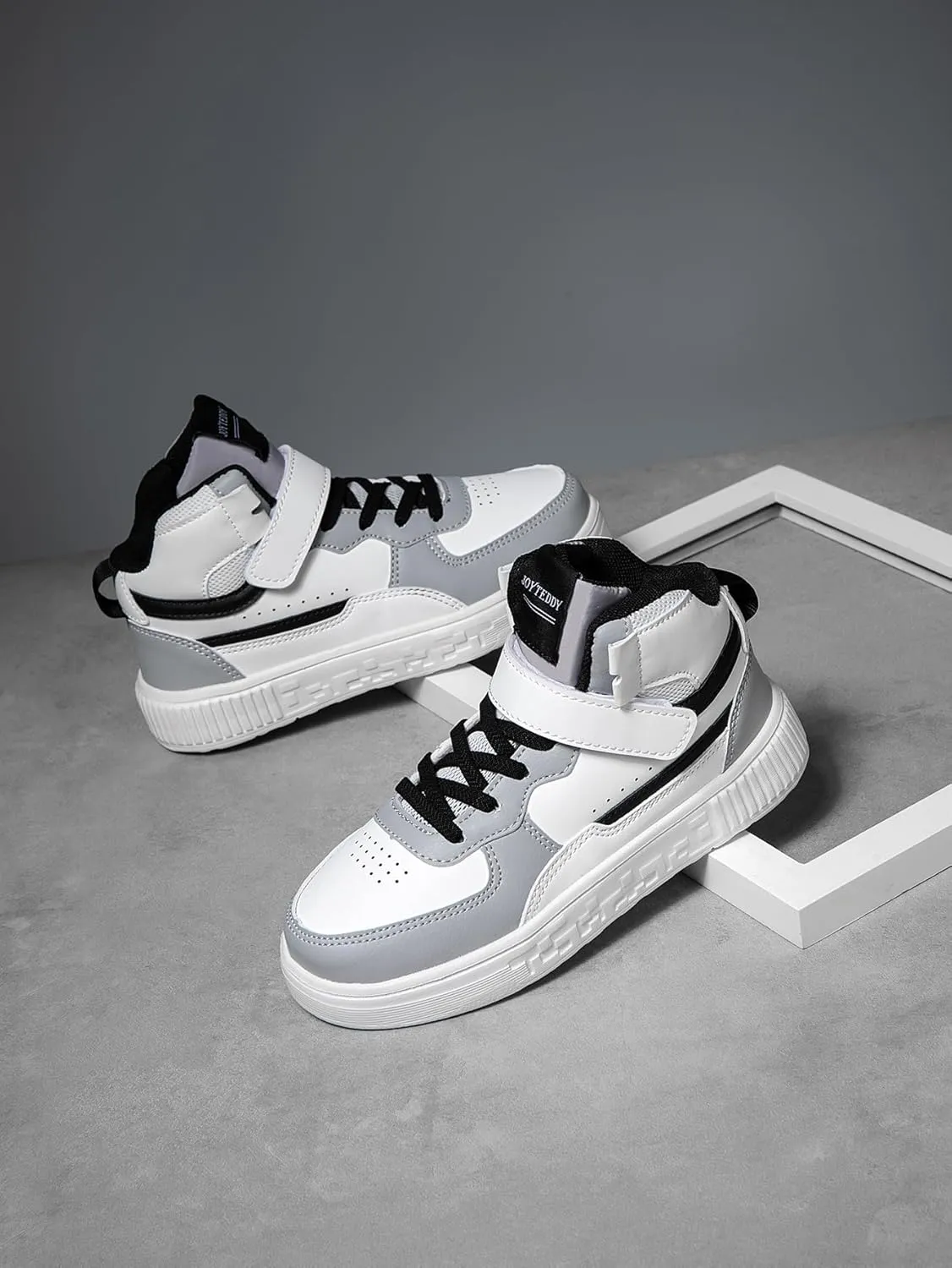 Boy Girl Board Shoes Non-Slip Outdoor Adjustable Strap Closure High Top Sneakers for Little Kids/Big Kids Age 6-12 Years