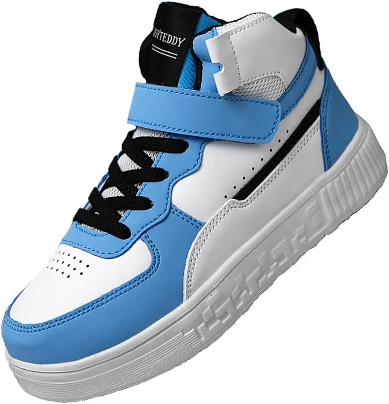 Boy Girl Board Shoes Non-Slip Outdoor Adjustable Strap Closure High Top Sneakers for Little Kids/Big Kids Age 6-12 Years
