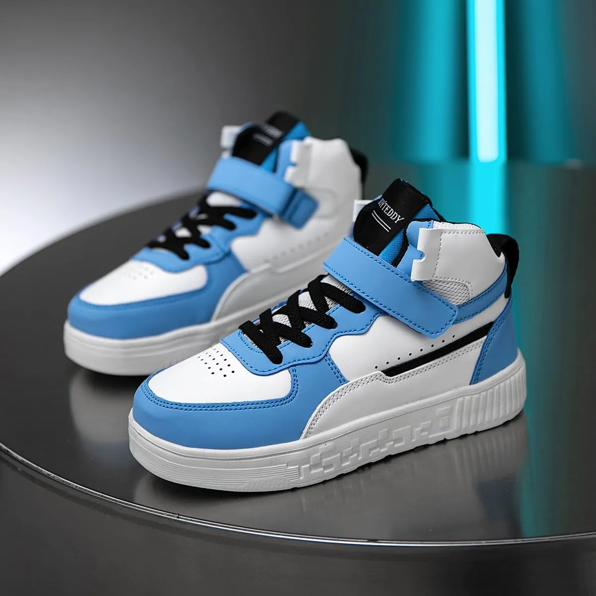 Boy Girl Board Shoes Non-Slip Outdoor Adjustable Strap Closure High Top Sneakers for Little Kids/Big Kids Age 6-12 Years