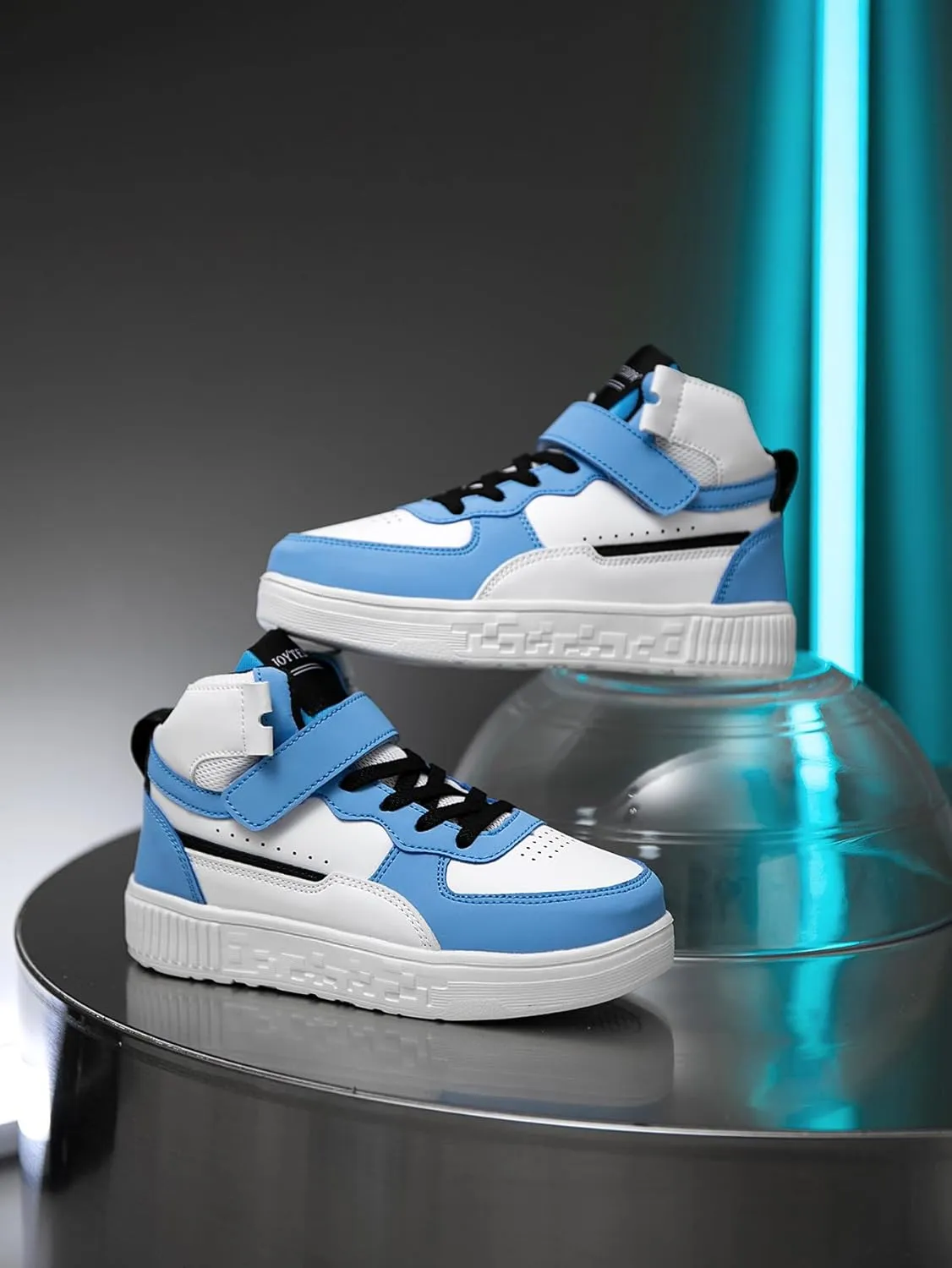 Boy Girl Board Shoes Non-Slip Outdoor Adjustable Strap Closure High Top Sneakers for Little Kids/Big Kids Age 6-12 Years