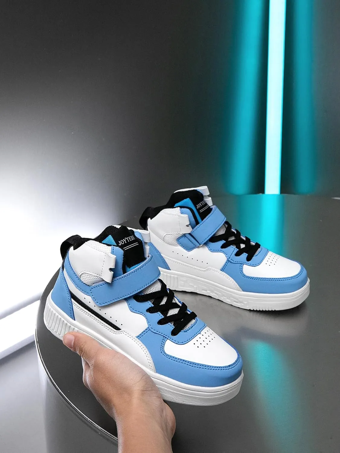 Boy Girl Board Shoes Non-Slip Outdoor Adjustable Strap Closure High Top Sneakers for Little Kids/Big Kids Age 6-12 Years