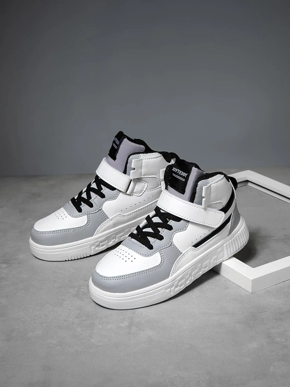 Boy Girl Board Shoes Non-Slip Outdoor Adjustable Strap Closure High Top Sneakers for Little Kids/Big Kids Age 6-12 Years